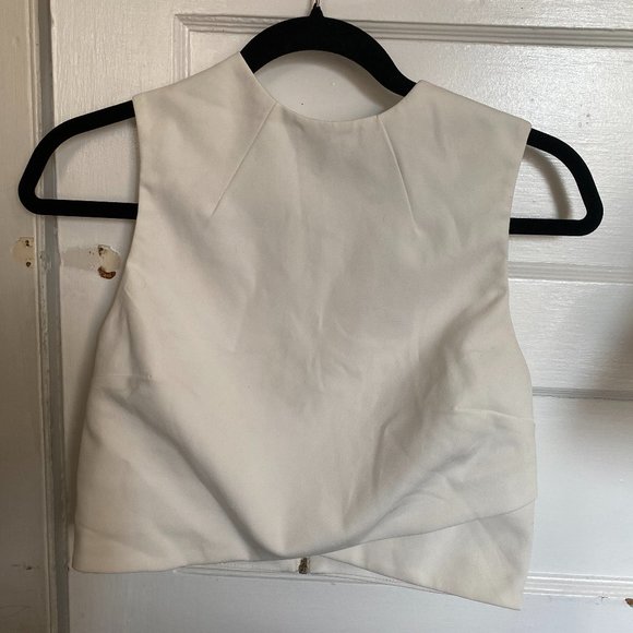 TopShop White crop top with gold zipper in back - Picture 3 of 5